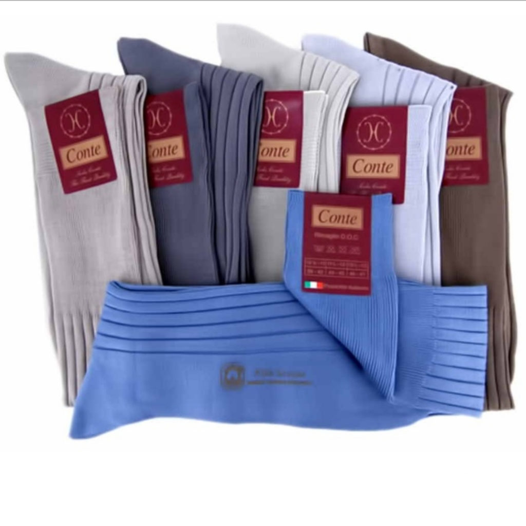 Calza made in Italy in filo di scozia maglia costina pastello
