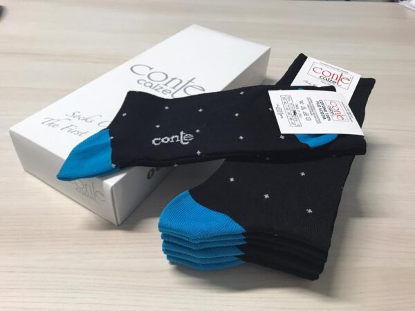 calza socks filo di scozia made in Italy Blu nera scarto d'ago