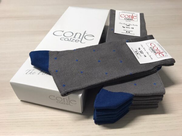 calza socks filo di scozia made in Italy Grigio blu scarto d'ago