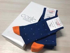 socks calza filo di scozia made in Italy Blu arancio socks scarto d'ago